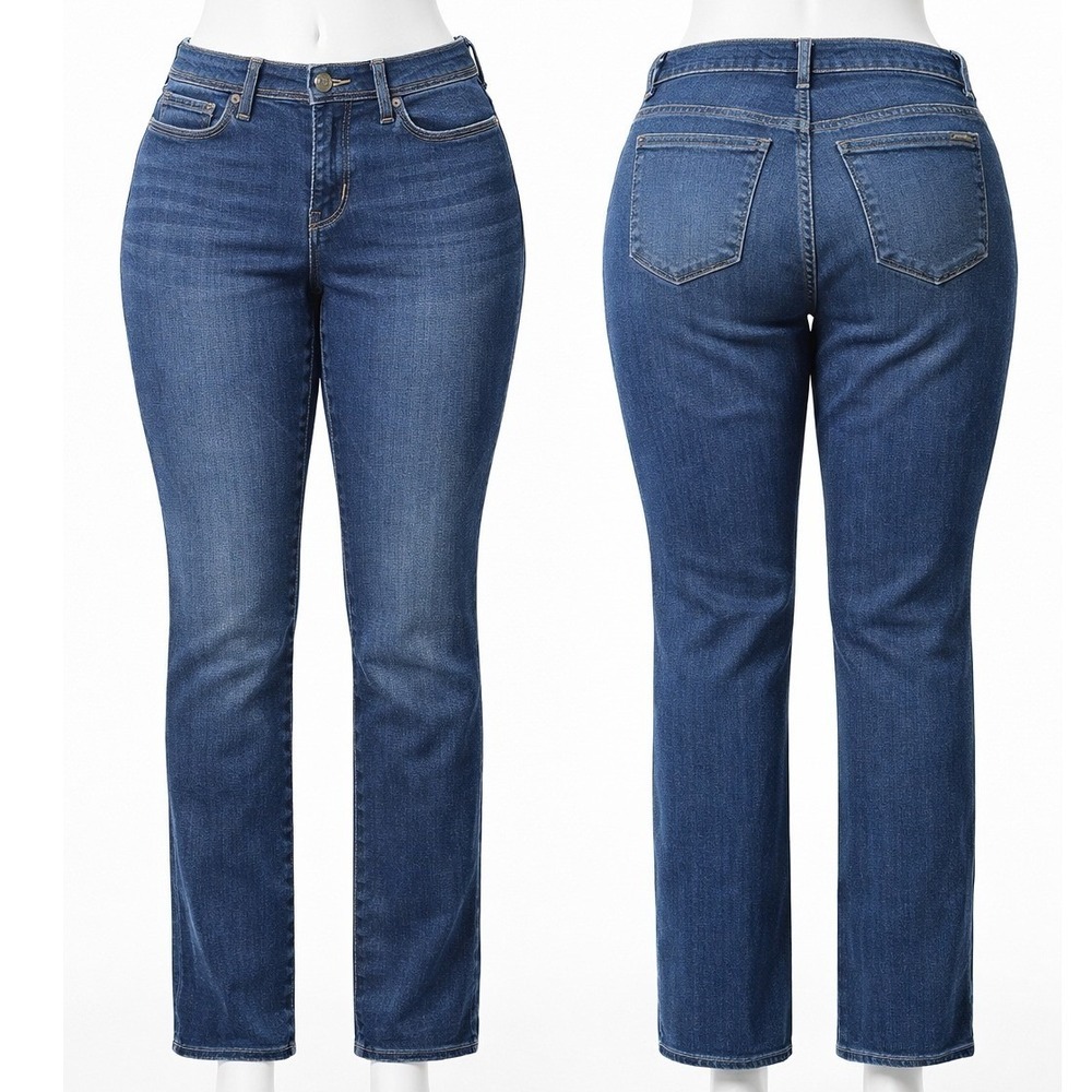 Eddie Bauer Curvy Bootcut Jeans Dark Wash Blue Denim L10 EB467607-R-DRI